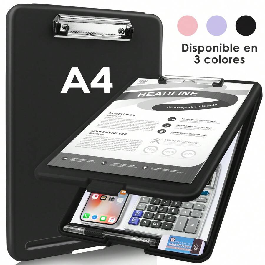 A4 File Organizer Box, A4 Paper Collection And Organization A4 Notepad Folder, Cardboard Paper, Drawing Board, A4 File Board - Black - View 1