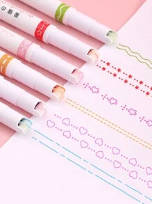 6 Sets Kurven und Kurven Design Filzstifte, Spitzenstifte, gewellte Blumen Textmarker, DIY Kontur Kurvenstifte, geeignet für Handbücher und Zeichnungen, Schüler Textmarker, Stifte für Kinder, Jugendliche und Erwachsene, Lehrer Marker, Lern-Utensilien für Grund- und weiterführende Schulen sowie Universitäten
