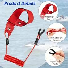1pc Motorboat Flameout Rope Outboard Engine Flameout Switch Rope - Red - View 2