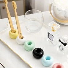 1 件套陶瓷牙刷架情侣马卡龙风格牙科收纳套装浴室装饰夏季 - 白色 - 查看 9