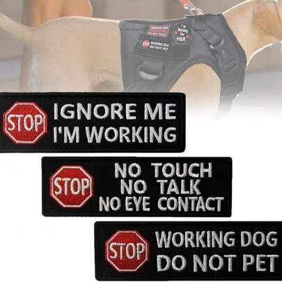 SERVICE DOG 2 Pezzi Toppa ricamata per gilet da Cane da Servizio, Targhetta per Cane da Servizio, toppe "Non toccare e non parlare agli animali domestici" per Cani da Servizio per Vestiti, Imbracature, Collari e Abbigliamento
