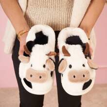 Pantuflas de vaca elegantes para mujeres y hombres - Comodidad acogedora - Blanco - Ver 2