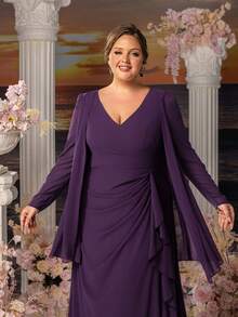 Faeriesty Mosy Plus 2 In 1 Formal Chiffon Mother Of The Bride Dress - Purple - View 6