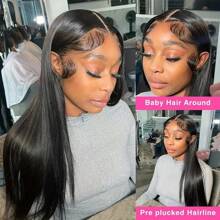 PAZAT 28 Inch Wigs Human Hair Pre Plucked Pre Cut For Beginners 4x4 5*5 HD Glueless Lace Closure Wigs Straight Lace Front Wigs Human Hair Pre Cut Wear And Go 180% Density13*4 13*6 Short Bob Wigs(6inch)