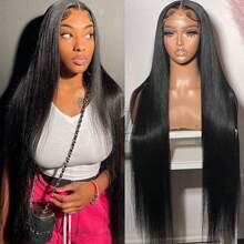 PAZAT 28 Inch Wigs Human Hair Pre Plucked Pre Cut For Beginners 4x4 5*5 HD Glueless Lace Closure Wigs Straight Lace Front Wigs Human Hair Pre Cut Wear And Go 180% Density13*4 13*6 Short Bob Wigs(6inch)