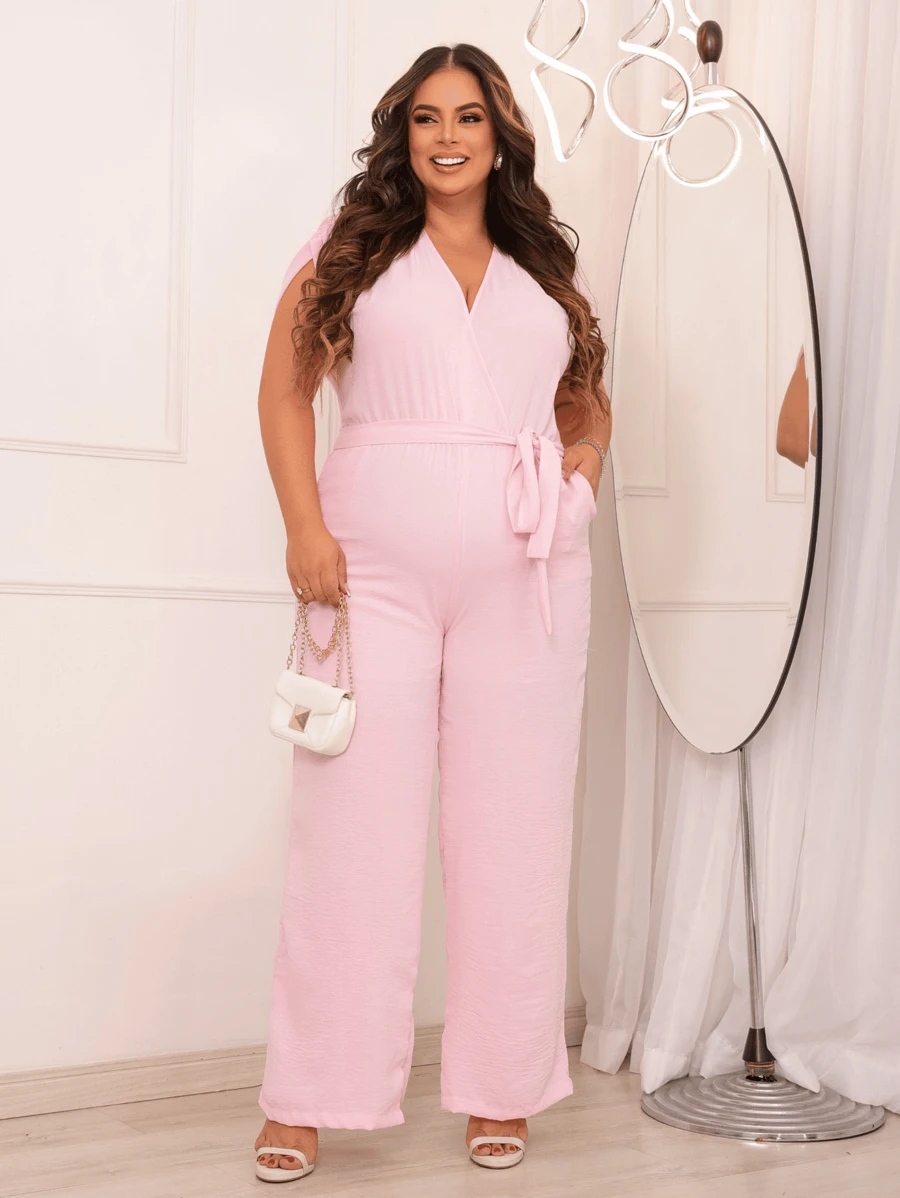 Curvy Vic Jumpsuit Lightweight Fabric - Màu Hồng baby - Xem 1