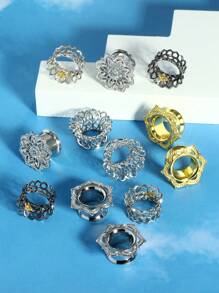 2 件装空心耳塞，适用于男女双喇叭形无螺丝耳环，黄铜花形耳塞，耳塞尺寸 00G 0G 2G 情人节、妈妈、母亲、母亲节、礼物 - ear tunnels - 查看 5