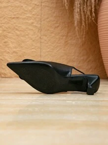 女士尖头高跟系带鞋，优雅仙女风格细高跟鞋，带后带