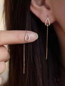 1 Cặp Hoa tai đinh tán bạc Sterling 925 dành cho nữ, Hoa tai thiết kế sang trọng, Hoa tai dạng dây đeo tai độc đáo, Mùa thu/Đông - Nhiều màu - Xem 7