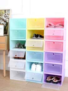 Caja de almacenamiento de zapatos de plástico plegable, Armario de combinación apilada, Polvo grueso, 6 pcs - Multicolor - Ver 2