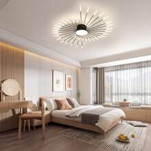 42 Lights Modern Flower-Shaped Ceiling Light , Recessed Metal & Acrylic Firework Petal LED Fixture For Living And Dining Rooms ,Remote Control Included - 黑色 - 查看 2