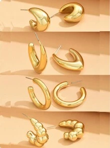 4 Cặp Bông Tai Vòng Lớn Hình Giọt Nước Bằng Hợp Kim Vàng Cho Phụ Kiện Du Lịch Và Nghỉ Mát - Nhiều màu - Xem 6