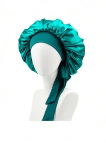 1 件个性化徽标弹力丝带纯色女士长发睡帽、化妆头巾、卷发护理帽 - A - 查看 18