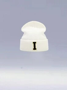 1 件儿童 26 字母针织帽，温暖、可爱、日常时尚、返校 - 白色 - 查看 69