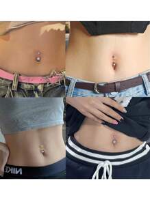 Bộ trang sức rốn bằng thép không gỉ 7 món Thép không gây dị ứng, Không nhiễm từ, Dễ vệ sinh, Bao gồm khuyên rốn, thanh rốn, kim rốn - Nhiều màu - Xem 3