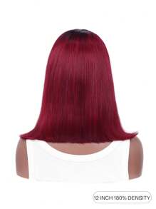 Tóc giả BOB Lace Front 1B99J dành cho phụ nữ da đen, kiểu tóc thẳng 13*4*1, màu đỏ tía, tóc thật, kiểu T-part, mật độ 180%, đường chân tóc tự nhiên đã được tỉa sẵn với tóc con. - S1B/99J - Xem 4