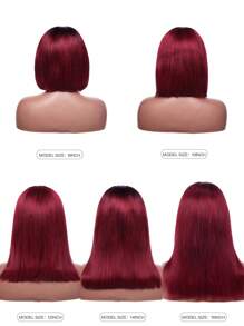 Tóc giả BOB Lace Front 1B99J dành cho phụ nữ da đen, kiểu tóc thẳng 13*4*1, màu đỏ tía, tóc thật, kiểu T-part, mật độ 180%, đường chân tóc tự nhiên đã được tỉa sẵn với tóc con. - S1B/99J - Xem 7