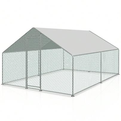 Cecaylie Hühnerstall Freigeheg Geflügelstall Freigehege Stall Hühnerhaus mit PE Verzinkter Stahlrahmen und abschließbare Tür 6/9/12/18/24m²