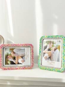 4 件/套 6 英寸、7 英寸、8 英寸、10 英寸 A4 白色和彩色珍珠水钻塑料相框，桌面，圆角，简约，1 件随机图片插入 - 彩色 - 查看 5