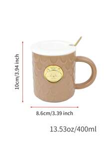 Ultraexquisita taza de cerámica de 400ml con asa y tapa con diseño en relieve de animales, disponible en variedad de colores y estilos, con forma única y excelente calidad. Es una buena opción para uso personal y como regalo
