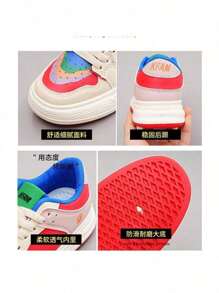 Chunky Sneakers Tennis Casual Sports Shoes For Women Multicolor Design Colorful Comfortable And Happy Face Breathable Sports Shoes For Students - 紅色 - 查看 4