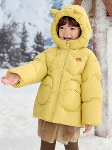 Balabala Boys' & Girls' Thick Puffer Jacket Cute Hooded Outerwear For Winter 2024
