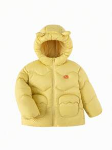 Balabala Boys' & Girls' Thick Puffer Jacket Cute Hooded Outerwear For Winter 2024