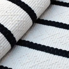 Mandacaru Boho Cotton Living Room Rug 1.50m X 2.00m Anti-Allergic Boho Raw Stripes - màu đen - Xem 3