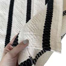 Mandacaru Boho Cotton Living Room Rug 1.50m X 2.00m Anti-Allergic Boho Raw Stripes - màu đen - Xem 7