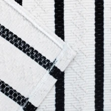 Mandacaru Boho Cotton Living Room Rug 1.50m X 2.00m Anti-Allergic Boho Raw Stripes - màu đen - Xem 5