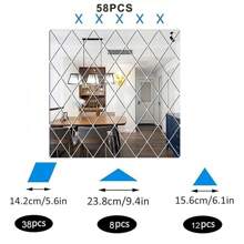 17pcs, 32pcs, 58pcs Removable Acrylic Mirror Decal Wall Stickers Geometrical Art Decorative Diamond Shape Mirror Tiles, Suitable For Home Bedroom Living Room DIY Self-Adhesive Mirror Wall Decals, Decor For Office, School, Dormitory,Stickers,Wall Decal, Vinyl Decal For Home Decorations,Spring Decoration Items Refresh Your Home,Rama Decoration Stickers Gifts Birthday Graduation Wall Decor Room Decor Wall Mirror Mirror For Room Bathroom Decor Living Room Decor