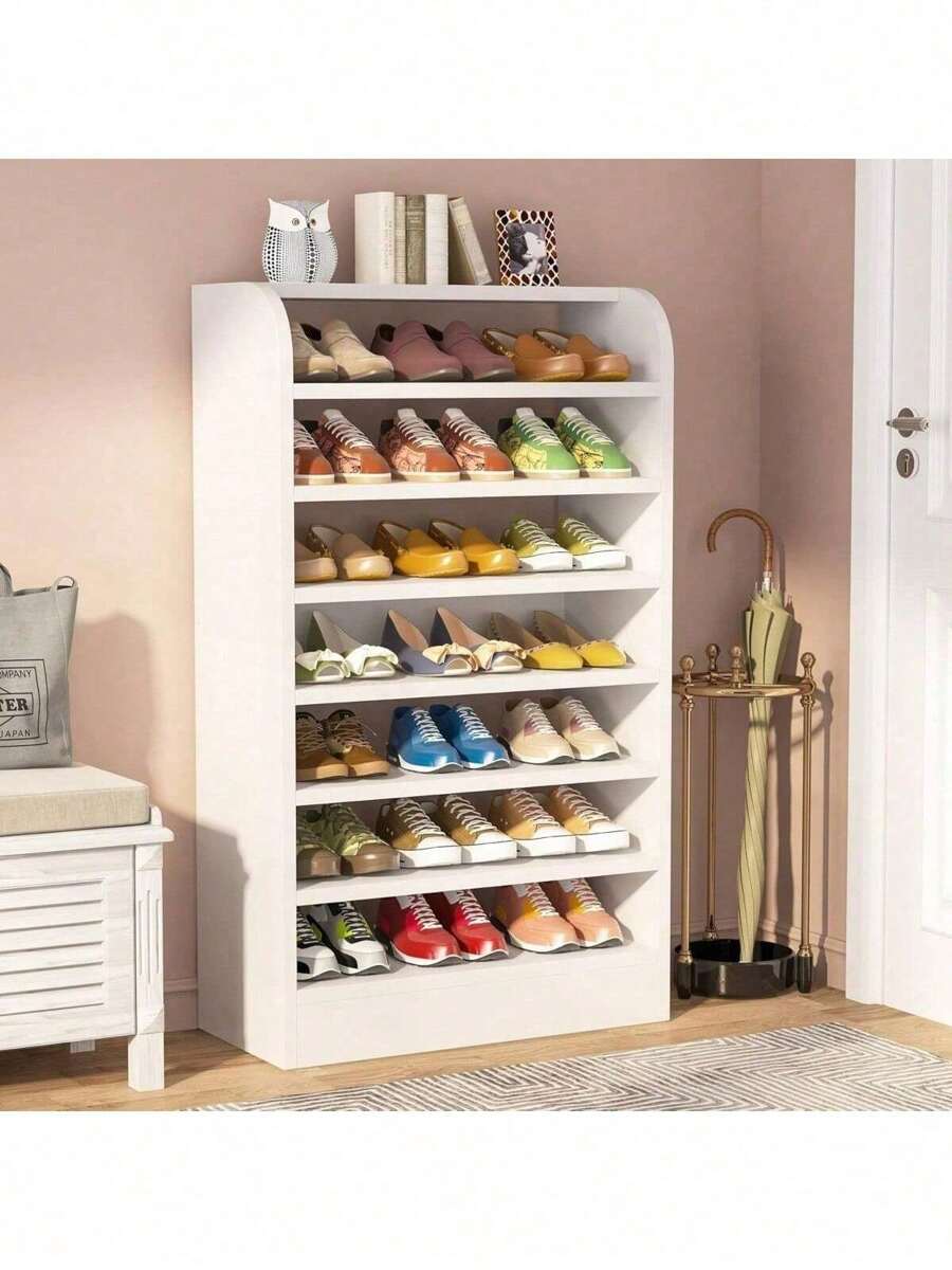 8Tier Tall Shoe Shelf, Wooden Shoe Storage White SHEIN USA