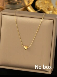 1入簡約不銹鋼小空心心形時尚女項鍊，適合日常佩戴