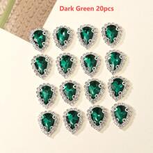 20 件 10x14 毫米泪珠彩色玻璃水晶纽扣、手工缝纫爪链边纽扣、DIY 头饰、服装、鞋子和包包缝纫配件 - 彩色 - 查看 6