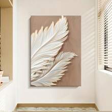 Impresión artística en lienzo con pluma de estilo minimalista moderno - Decoración de pared sin marco para sala de estar, dormitorio, oficina en casa - Acento elegante para porche y pasillo