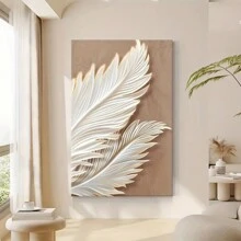 Impresión artística en lienzo con pluma de estilo minimalista moderno - Decoración de pared sin marco para sala de estar, dormitorio, oficina en casa - Acento elegante para porche y pasillo