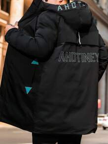 Herren Große Größen Kapuzenparka mit Wattierung, mittlere Länge