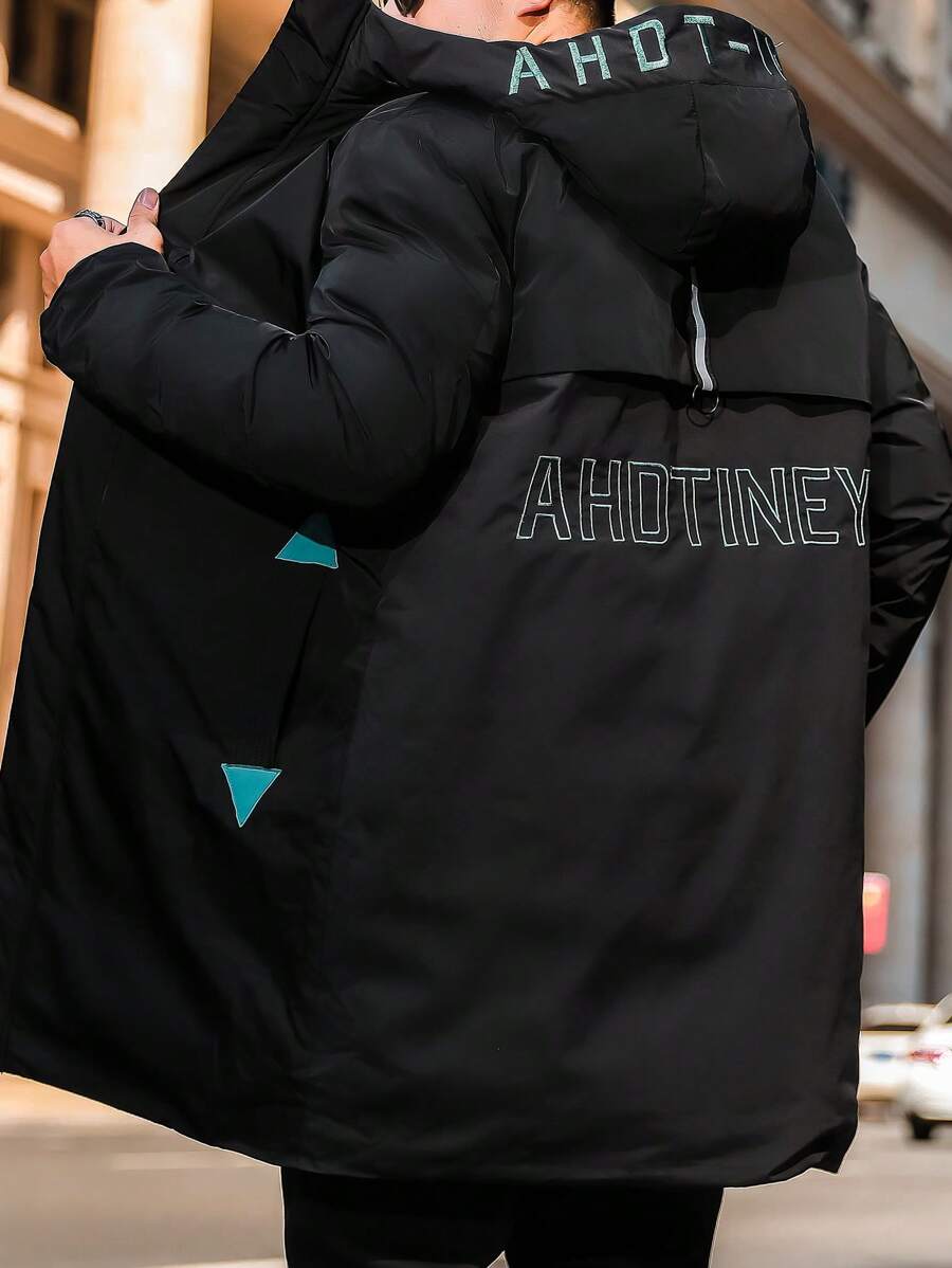 Herren Große Größen Kapuzenparka mit Wattierung, mittlere Länge