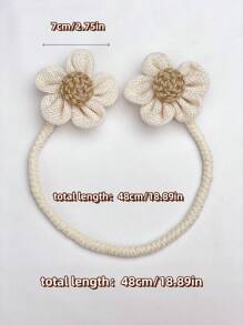 花朵窗帘带，手工亚麻装饰带，奢华高端窗帘带，适用于客厅卧室家居装饰 - 2 pcs 米色 - 查看 5