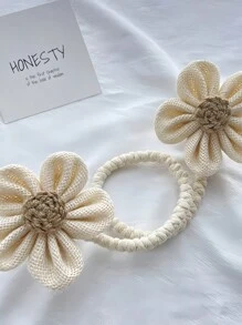 花朵窗帘带，手工亚麻装饰带，奢华高端窗帘带，适用于客厅卧室家居装饰 - 2 pcs 米色 - 查看 6