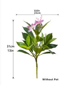 21-40cm Tall Artificial Azaleas Plants Tropical Banyan Branch Plastic Green Magnolia Leaves With Flowers Faux Palm Plants For Home Garden Office Kitchen Decor Without Pot 1pc