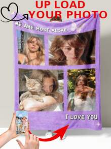 1pc Personalized Photo Blanket With Custom Photo Collage, Soft And Comfortable Blanket, Great Gift Idea For Friends, Family, Wedding, Birthday, Mother's Day, Father's Day Winter Eve Gifts Back To School Winter Gift Ideas Boy Girl Valentine's Day