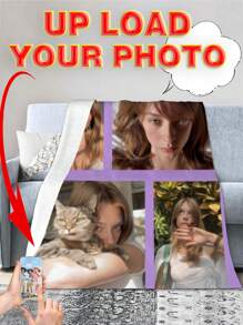 1pc Personalized Photo Blanket With Custom Photo Collage, Soft And Comfortable Blanket, Great Gift Idea For Friends, Family, Wedding, Birthday, Mother's Day, Father's Day Winter Eve Gifts Back To School Winter Gift Ideas Boy Girl Valentine's Day