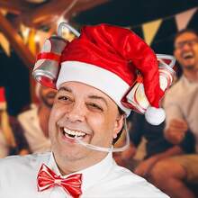 Mũ bia Giáng sinh lễ hội có ống hút - Hoàn hảo cho các bữa tiệc và buổi tụ họp ngày lễ - Đỏ - Xem 2