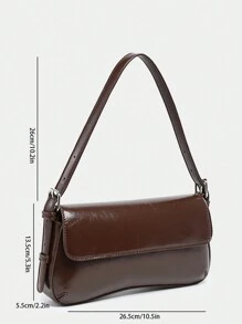 1pc Fashionable Retro Angola Red Baguette Bag, Faux Oily Wax Leather With Animal Prints (Leopard, Snake, Suede), Adjustable Shoulder Strap, Suitable For Dates, Outings, Parties - màu nâu - Xem 6