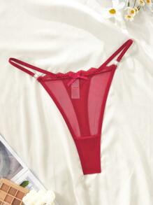 Tangas de mujer de cintura baja, transpirables y sexys, con recorte de encaje en forma de corazón rojo
