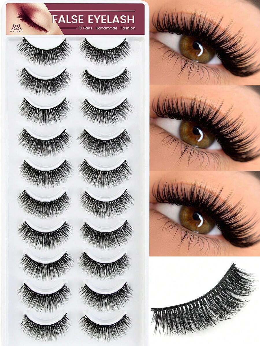 MAGEFY 10 Cặp Lông Mi Giả CC Curl Manga Fluffy Mi Giả Mink Mi Giả Mỏng, Dài Và Mềm Mại, Mi Giả Mink Lộn Xộn Mỏng Dài 8D Bộ Nối Mi Foxy Eye Lifting Look Bộ Lông Mi Toàn Bộ Làm Dài Và Làm Dày Góc Ngoài Của Mắt Trang Điểm Làm Đẹp Sử Dụng Hàng Ngày Du Lịch, Mắt Thanh Mảnh Tự Nhiên, Cong Và To, Dành Cho Phụ Nữ Sử Dụng Du Lịch, Tiệc Tùng, Tiệc Tùng Hoặc Quà Tặng Cho Phụ Nữ & Trẻ Em Gái ﻿ - Mi tự nhiên - Xem 1