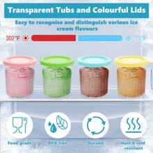 4-Pack Ice Cream Containers Compatible With Ni-Nja Creami Series Ice Cream Maker, Replacement Creami Pints Containers And Lids, Dishwasher Safe - ONLY for Ni-nja Creami Deluxe NC501UK, NC500 Series - View 4