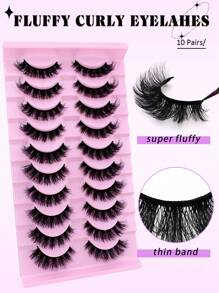 10 Cặp Mi Giả Nga DD Curl, Mi Mắt Mèo Mượt, Mi Giả Dày, Mi Giả Mink Lộn Xộn Ấn Tượng, Mi Giả Trang Điểm, Mi Giả, Lông Mi, Mi Giả - màu đen - Xem 4