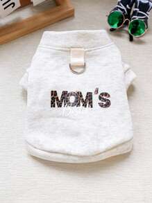 PETSIN 1pc Pet Clothes Dog Cat Apparel Small Puppy Autumn/Winter Hoodie - "Mom's Best Friend" Light Grey Zip-Up Hoodie